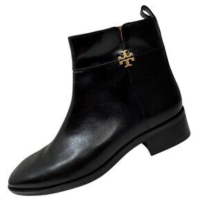 Tory Burch Everly Flat Boot, Perfect Black w gold logo , 9 1/2 NEW
